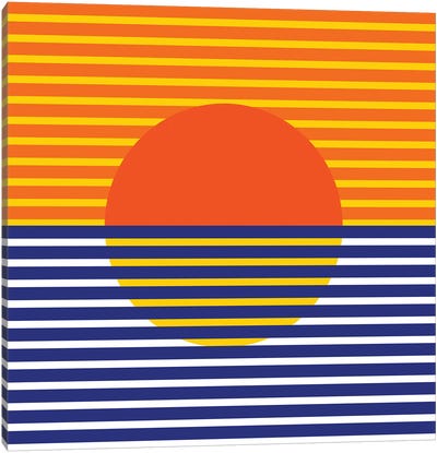 Orange Split Sun Canvas Art Print - Stripe Patterns