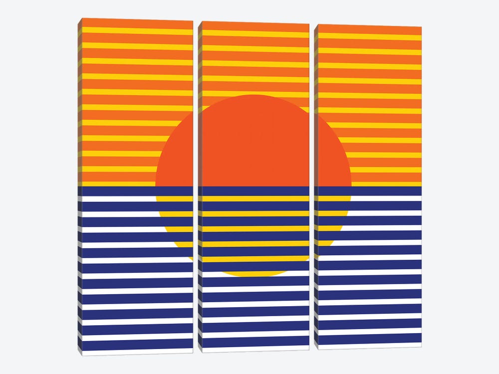 Orange Split Sun by Circa 78 Designs 3-piece Canvas Wall Art