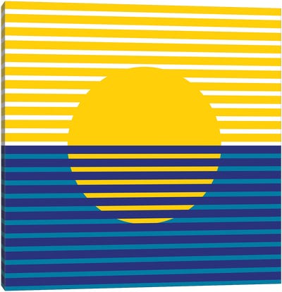Yellow Split Sun Canvas Art Print - Stripe Patterns