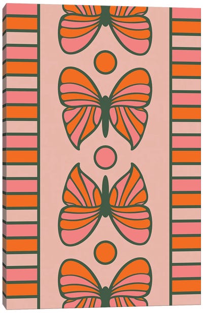Butterfly Line Canvas Art Print - Monarch Metamorphosis