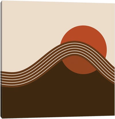 Cocoa Sundown Stripes Canvas Art Print - '70s Aesthetic