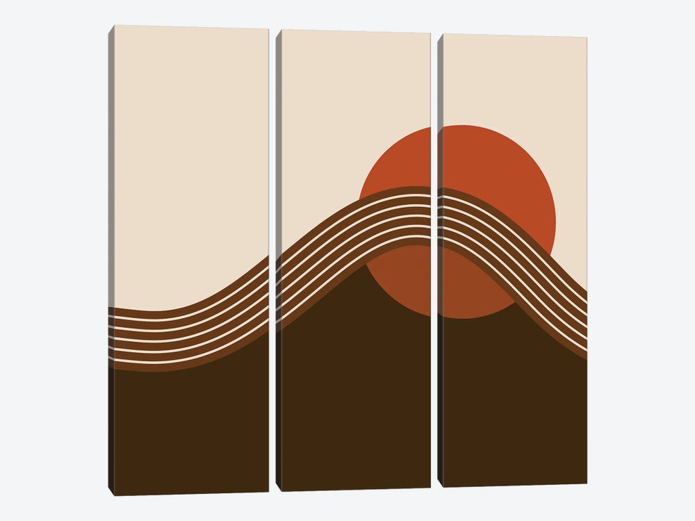 Cocoa Sundown Stripes by Circa 78 Designs 3-piece Canvas Art Print