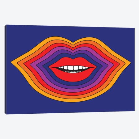 Pop Lips - Blue Canvas Print #CDN77} by Circa 78 Designs Canvas Art