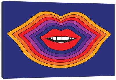 Pop Lips - Blue Canvas Art Print - Circa 78 Designs