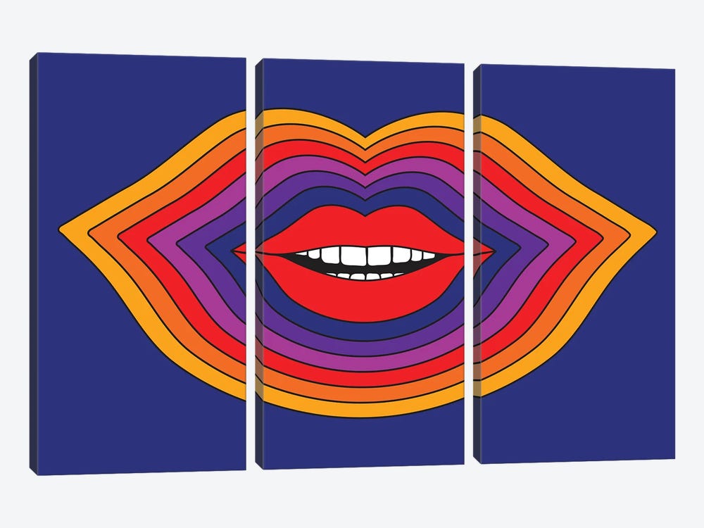 Pop Lips - Blue by Circa 78 Designs 3-piece Canvas Art