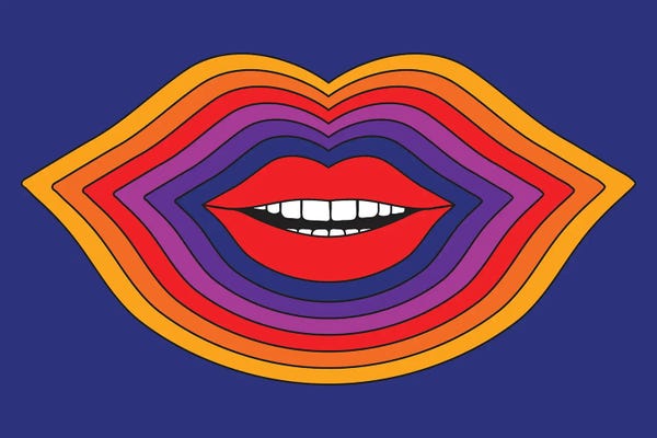 '70s Aesthetic: Pop Lips - Blue by Circa 78 Designs