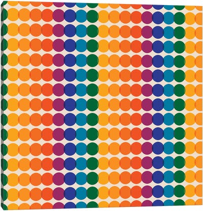 Rainbow Overprint Canvas Art Print - Polka Dot Patterns