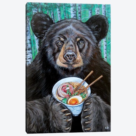 Foodie The Bear Canvas Print #CDO10} by Cyndi Dodes Canvas Wall Art