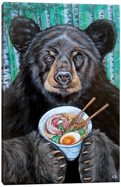 Foodie The Bear Canvas Art Print - Cyndi Dodes