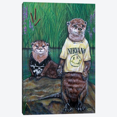Generation X Otters Canvas Print #CDO13} by Cyndi Dodes Canvas Wall Art