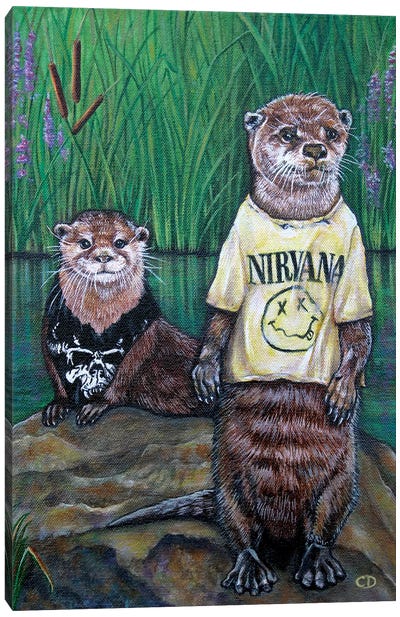 Generation X Otters Canvas Art Print - Otter Art