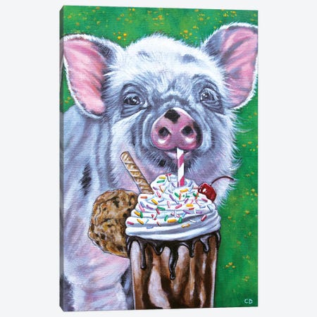 Piggy Canvas Print #CDO22} by Cyndi Dodes Art Print