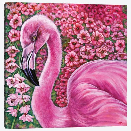 Pink Flamingo Canvas Print #CDO23} by Cyndi Dodes Art Print