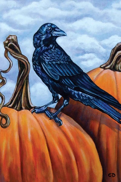 Crows: Crow With Pumpkins by Cyndi Dodes