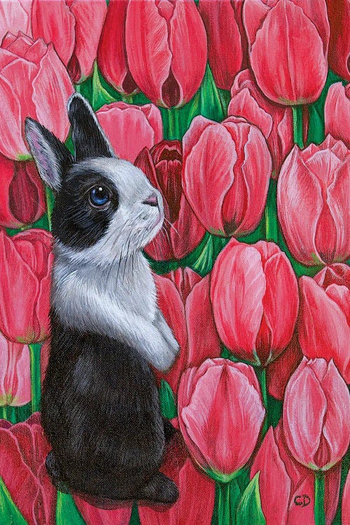 Bunny With Tulips