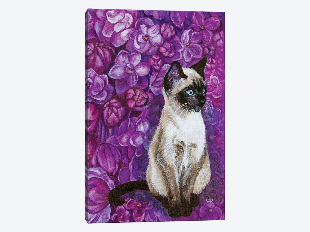 Cat With Lilacs by Cyndi Dodes 1-piece Art Print