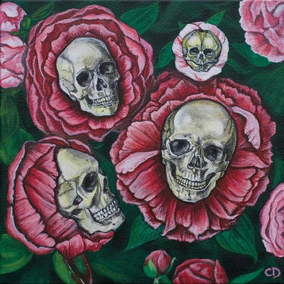 Peony Skulls by Cyndi Dodes canvas print