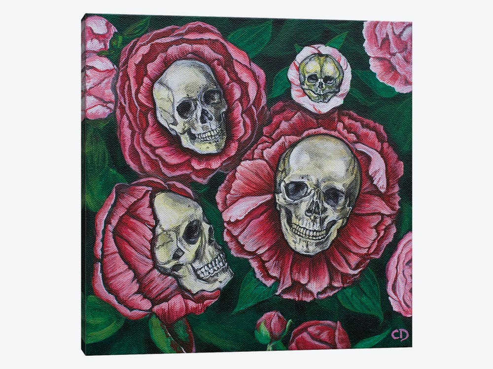 Peony Skulls by Cyndi Dodes 1-piece Canvas Print