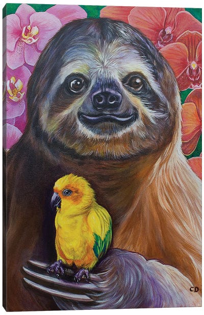 Sid The Sloth Canvas Art Print - Sloth Art