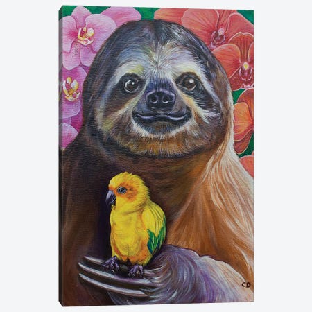 Sid The Sloth Canvas Print #CDO52} by Cyndi Dodes Canvas Wall Art