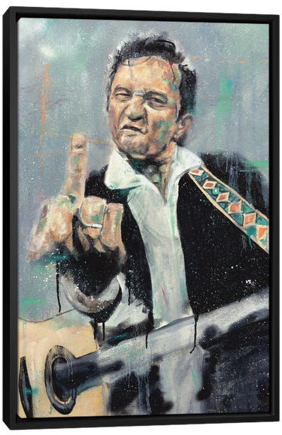 Johnny Cash Flippin Canvas Art Print - Music Art