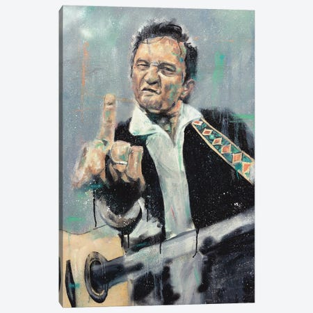 Johnny Cash Flippin Canvas Print #CDS42} by Cody Senn Canvas Print