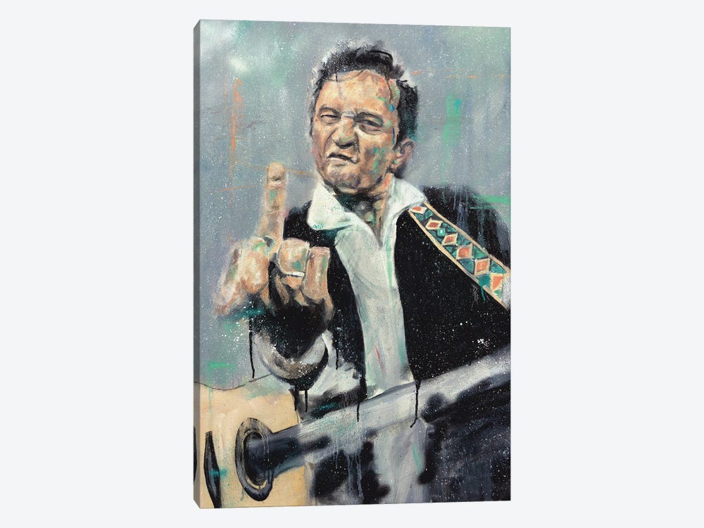 Johnny Cash Flippin 1-piece Canvas Artwork