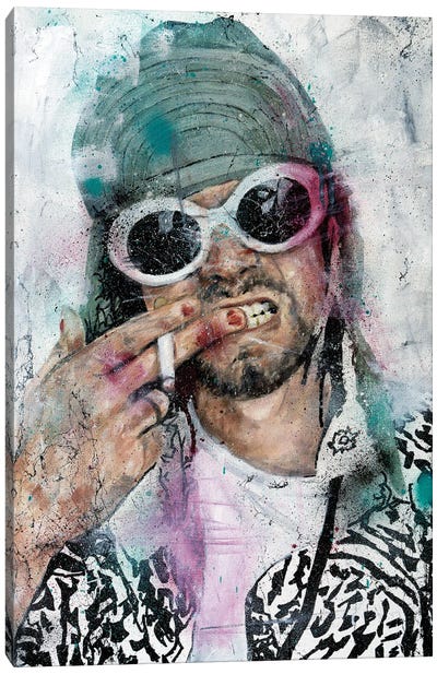 Kurt Cobain Canvas Art Print - Smoking Art