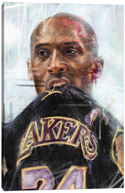Kobe Biting Canvas Art Print - Kobe Bryant