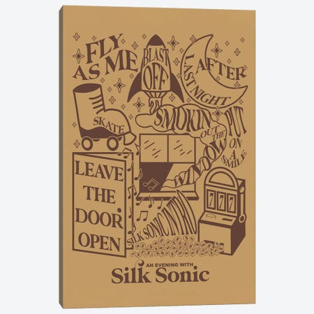 An Evening With Silk Sonic Tracklist (Silk Sonic) Canvas Print #CDT1} by Crossroads Art Canvas Artwork