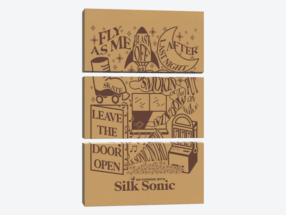 An Evening With Silk Sonic Tracklist (Silk Sonic) by Crossroads Art 3-piece Art Print