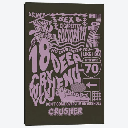 Crusher Tracklist (Jeremy Zucker) Canvas Print #CDT4} by Crossroads Art Canvas Print