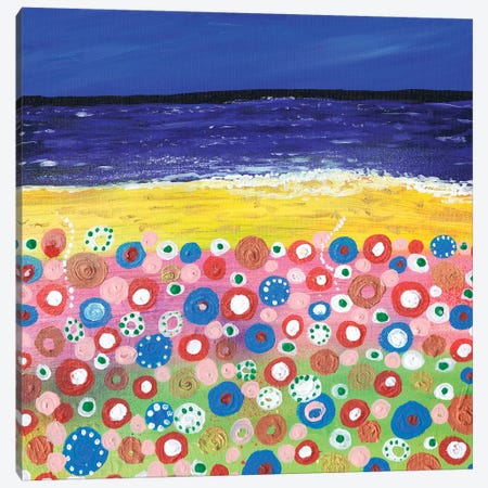 Flowers By The Beach Canvas Print #CDU16} by Caroline Duncan ART Art Print