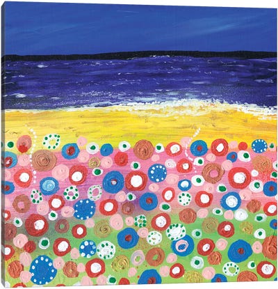 Flowers By The Beach Canvas Art Print