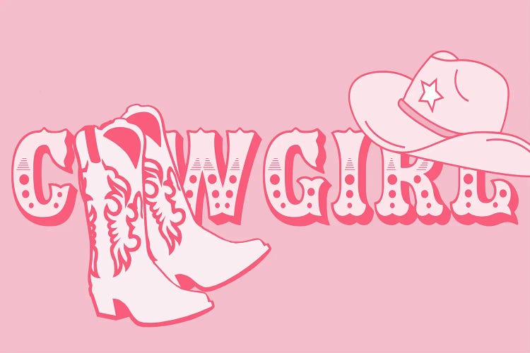 Pink Dancing Cowgirl by Corinne Rose Design wall art