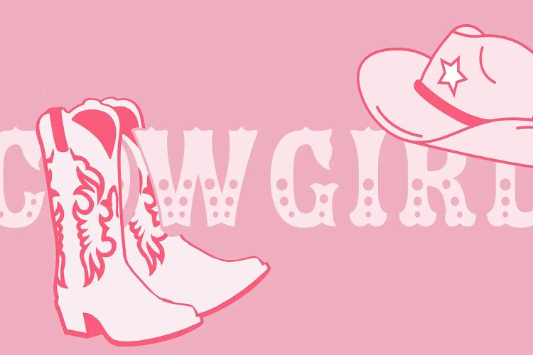 Light Pink Dancing Cowgirl by Corinne Rose Design wall art