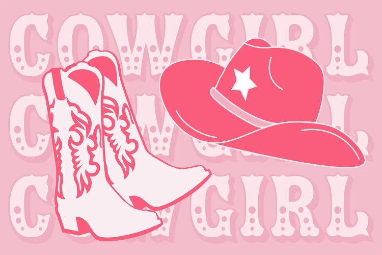 Pink And White Cowgirl by Corinne Rose Design wall art