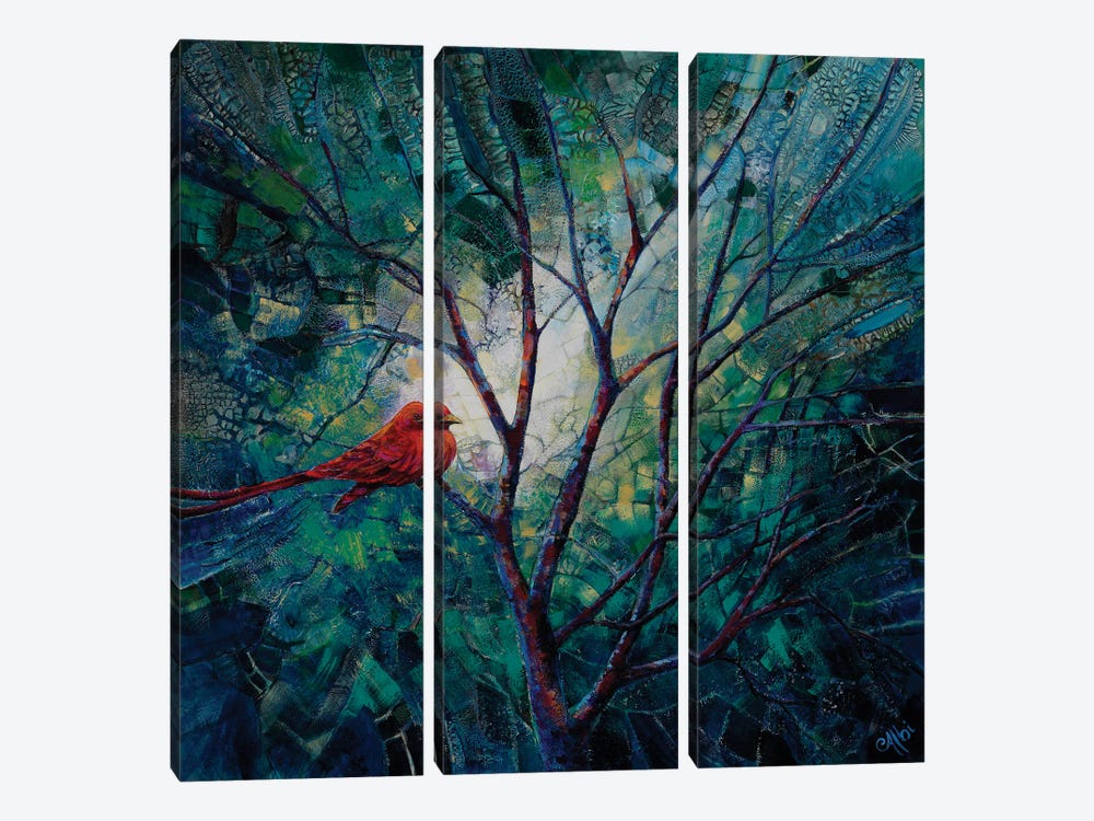 Bird In A Tree by Cecile Albi 3-piece Canvas Print