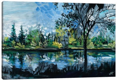 Evening On The Pond Canvas Art Print - Cecile Albi