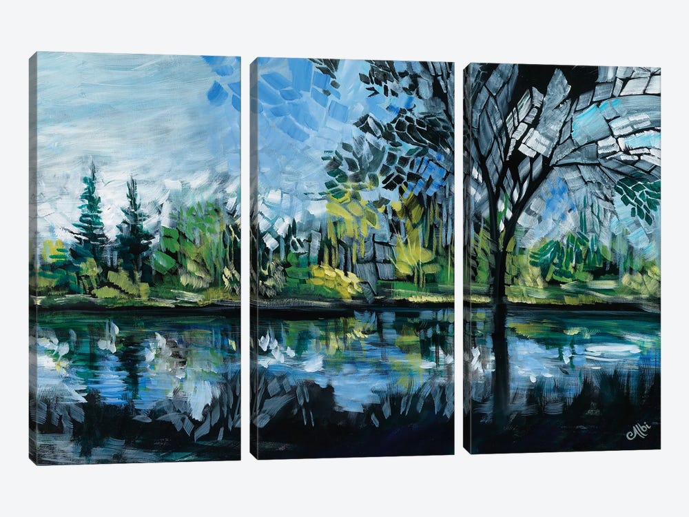 Evening On The Pond by Cecile Albi 3-piece Canvas Artwork