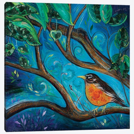 Summer Robin Canvas Print #CEB47} by Cecile Albi Canvas Wall Art