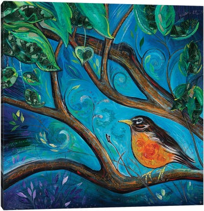 Summer Robin Canvas Art Print - Robin Art