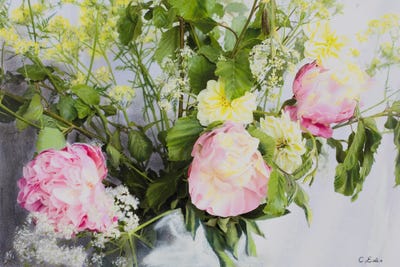 Peonies Lightning by Charlotte Eder framed canvas print