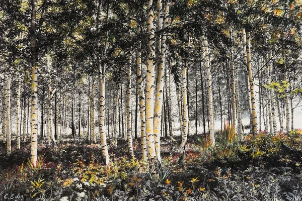 Charlotte Eder: Björkar In A Row Ochre by Charlotte Eder