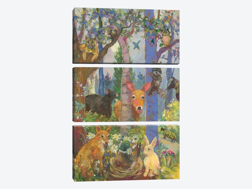 Animals Of The Forest by Catherine M. Elliott 3-piece Canvas Art Print