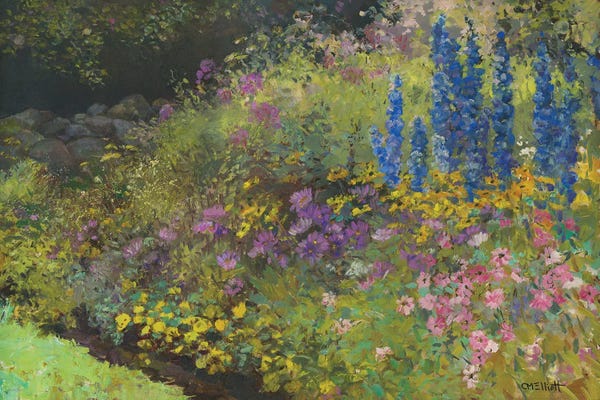 Catherine M. Elliott: Stonewall With Perennial by Catherine M. Elliott