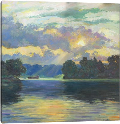 This Evening Canvas Art Print - Rowboat Art