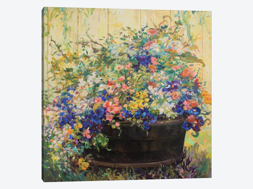 Whiskey Barrel Flowers by Catherine M. Elliott 1-piece Canvas Art Print