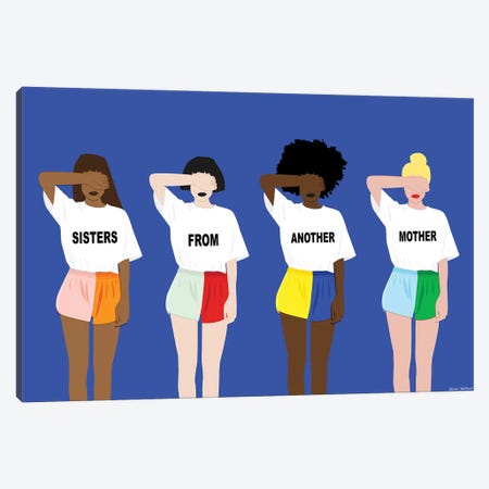 Sisters From Antoher Mother Blue Canvas Print #CEW22} by Céleste Wallaert Canvas Artwork