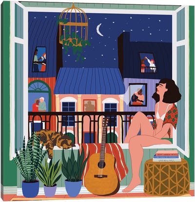 Night Song Canvas Art Print - Ceyda Alasar